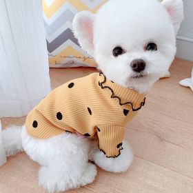 Dot turtleneck dog bottoming shirt (Option: Yellow-3XL)